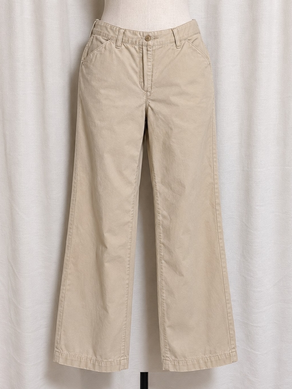 Talbots Petites Beige Khaki Cotton Wide Leg Pants Size 8